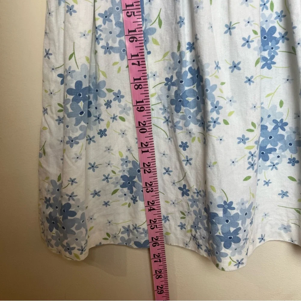 Vintage Gymboree Y2K 2001 Cotton Linen Blue White Floral Dress Large‎ 5 Years